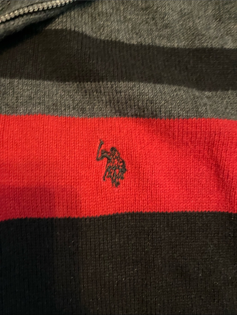U.S. Polo Assn. Black, Gray & Red Half-Zip Striped Sweater - Picture 4 of 4